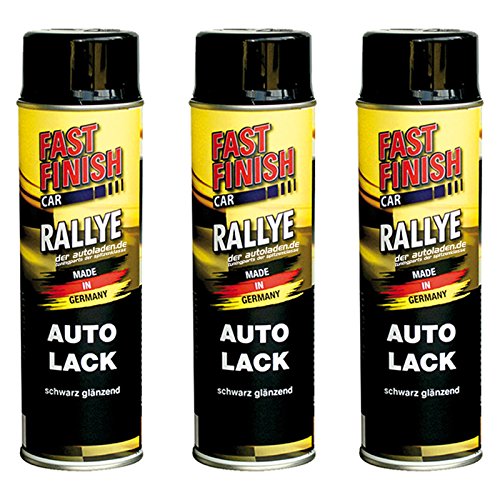 Motip Dupli - Fast Finish Autolack Rallye Spraydose 500ml schwarz glänzend 3 Stück