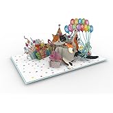 PALOX CRAFTS 3D Pop-Up Birthday Card with Cats, Balloons & Gifts – Handmade Funny Cat Greeting Card with Cupcake & Party Hats – Birthday Card for Kids & Cat Lovers – Includes Envelope – 6"x8"