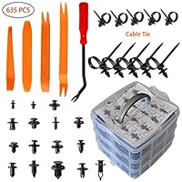 MUKOOL Car Retainer Clips Kit-620Pcs Auto Plastic Fasteners 16 Most Popular Sizes Auto Clips Push Pins Kit with 10 Cable Ties and Plastic Fasteners Remover for Toyota Gm Ford Honda Acura Chrysler