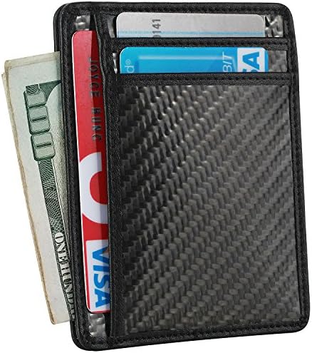 Minimalist Slim Wallet Carbon Fiber Front Pocket Wallet Credit RFID Blocking Card Holder (Carbon Fiber)