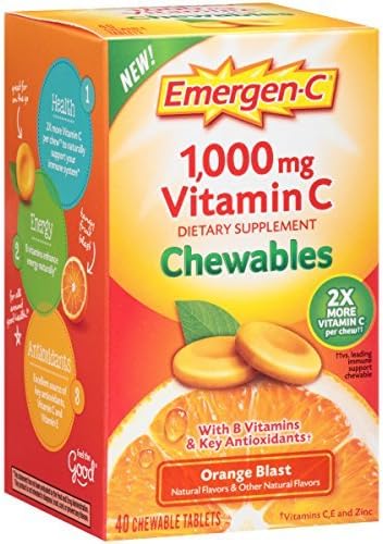 Emergen-C Dietary Supplement with 1000mg Vitamin C (Orange Blast Flavor, 40-Count Chewables) by Emer'gen-C