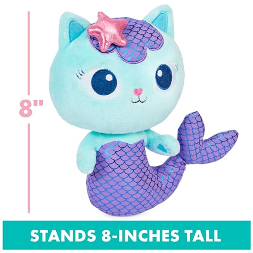 Gabby’s Dollhouse, 8-inch MerCat Purr-ific Plush Toy, Kids Toys for Ages 3 and up