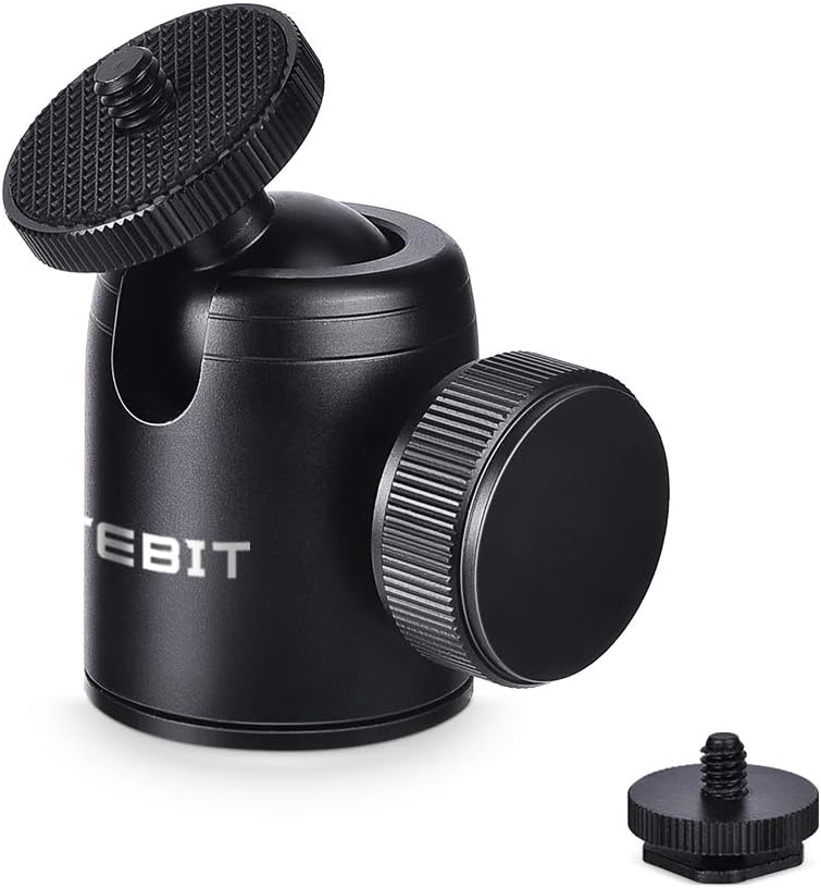 UTEBIT Camera Ball Head, 360° Swivel Tripod Ballhead Mount, 24mm Mini Aluminum Alloy Tripod Ball Head, Maximum Load 5kg/11lbs