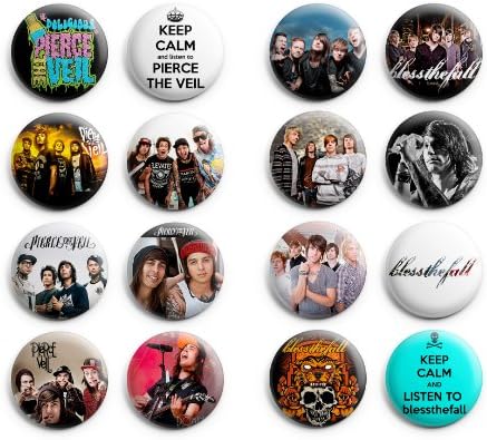 Pierce the Veil / Blessthefall Pinback Buttons 16Pcs 1.25 inch Best For Jacket,T-Shirts Mix Set