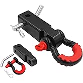 Shackle Hitch Receiver, 2 inch 42000 Lbs Maximum Break Strength, Solid with 3/4'' D Ring, Heavy Duty Towing Hitch Receivers, Never Rust, Best Towing Accessories for Vehicle Recovery Off-Road