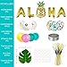 Luau Party Supplies - Hawaiian Decorations Set 96pcs Aloha Banner/Tropical Leaves/Confetti Balloon Arch/Drinking Straws - Flamingo Pineapple Summer Beach Pool Backdrop