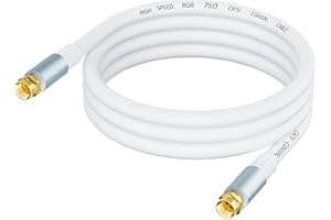 LDKCOK 3FT RG6 Coaxial Cable Super Speed Internet, Broadband and Digital TV Aerial, Satellite Cable Extension – Injection Molding and Compression Connectors-White