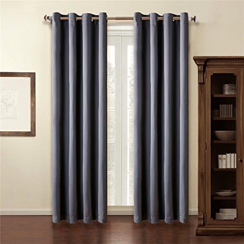 Merous Super Soft Thermal Insulated Window Treatment Bedroom Curtains Blackout Ready Made Eyelet Blackout Curtains for Livingroom 66"x54"Drop(168x138cm), 2 Panels, Space Grey