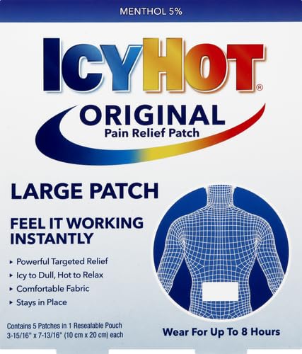 Icy Hot Medicated Patch Extra Strength Pain Relief Patch for Back or Large Area, 5 Count