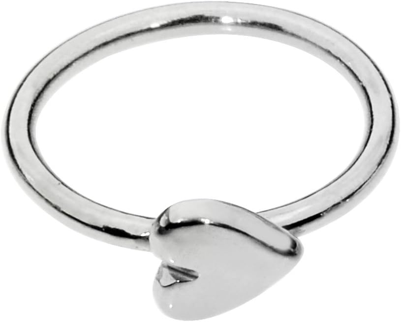 Sampson Nose Ring Hoop-Tragus Earring - Cartilage Earring - Sterling Silver 20G 7mm Hoop Solid Heart