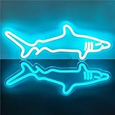 Shark Neon Sign, Shark Shaped LED Sign for Game Room Decor, Dimmable USB Powered Gaming Lights for Teen Boy Room Gaming Wall Decor, Best Gamer Gifts for Boys, Kids, Blue