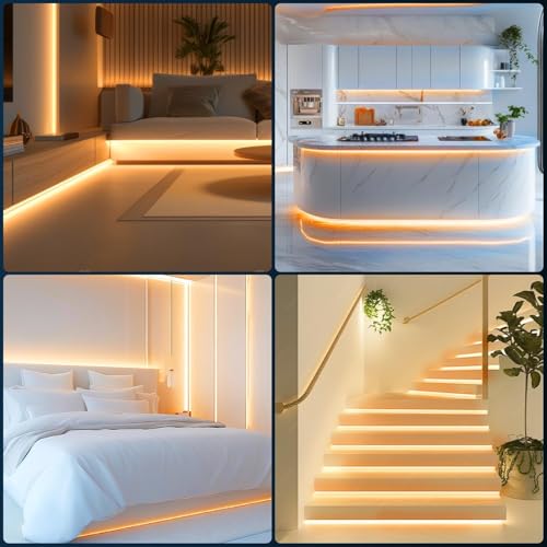 TENDIST 5M COB LED Strip Bluetooth, 2700K CRI90+ Warm White LED Strip Lights Dimmable with Remote and APP, 24V Cuttable Light for Acoustic Panel, Bedroom, Kitchen, Shelf, Cabinet, Bookcase