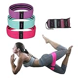 Fabric Booty Resistance Workout Bands Hip Exercise Bands for Leg and Butt Non Slip Thick Cloth Fitness Loop Circle Band for Crossfit, Yoga, Physical Therapy, and Muscle Training with Carrying Bag