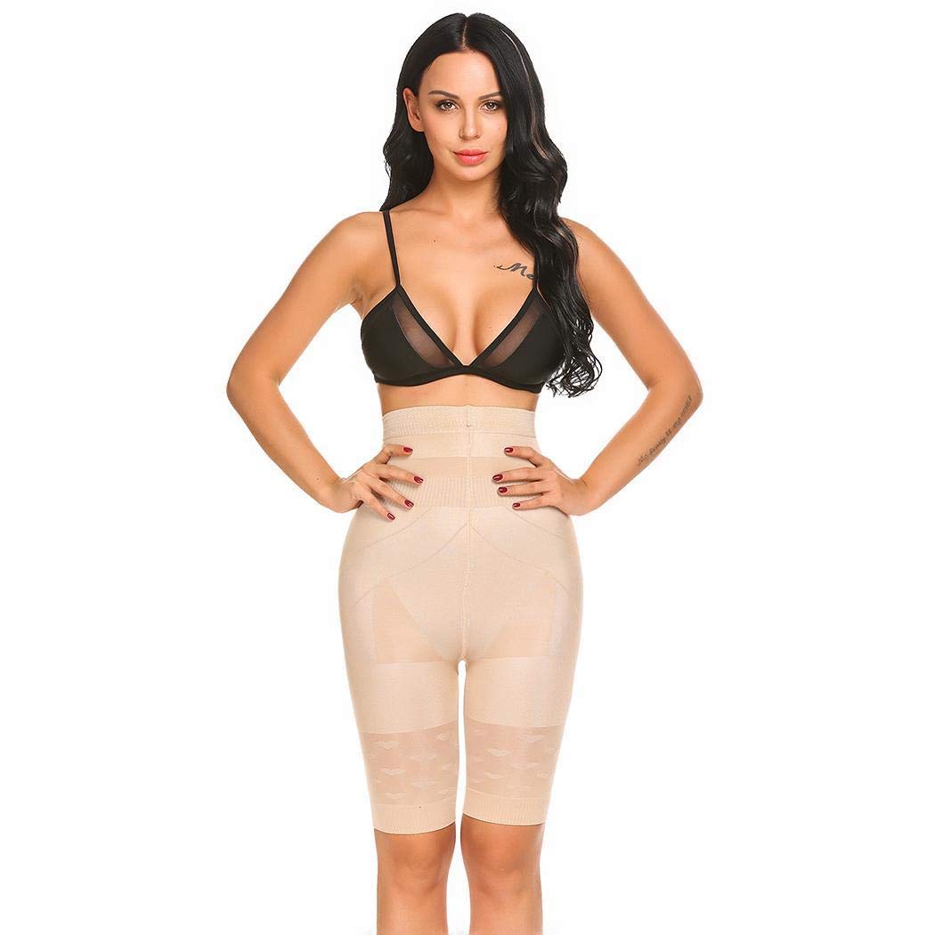 PEATAO Women Sexy High- Cuts Beauty Slimming Shapewear Fat Burning Slim Shape Bodysuit & Pants Thigh Slimmers Apricot