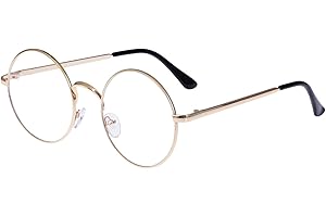 Lovef Large Oversized Metal Frame Clear Lens Round Circle Vintage Eye Glasses 5.4 * 2inch (Gold)