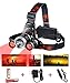 MakeTheOne Red Lighting Headlamp (1 x T6 White + 2 x R5 Red Light) 4 Mode LED Headlight Head Lamp for Hunting Camping Hiking Outdoor Activities with 2 Batteries + Charger + Car Charger