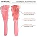 BESTOOL Original Detangler Brush Set, Detangling Brush & Comb for Defining Natural Curly Hair, Detangle Wet or Dry Afro 3a to 4c Texture, with 2 Hair Clips (Pink)