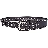 LDFWAY Wide Rivets Waist Belt Punk PU Leather Vintage Studded Buckle Belts Waistband for Women