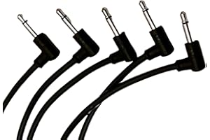 Starving Students Music Supplies SSMS - Luigis Modular M-PAR Right Angled Eurorack Patch Cables - Package of 5 Black Cables (15cm)
