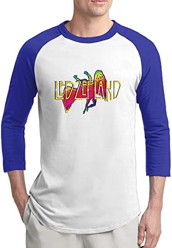 Mooy Led Zeppeling Round Collar Shirt Graphic Casual RoyalBlue Size S