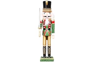 ZaH 12 Inch Christmas Nutcracker Toys Wooden Nutcracker Decoration Gift Soldier Nutcracker Puppets Ornaments (Green Sword Figure)