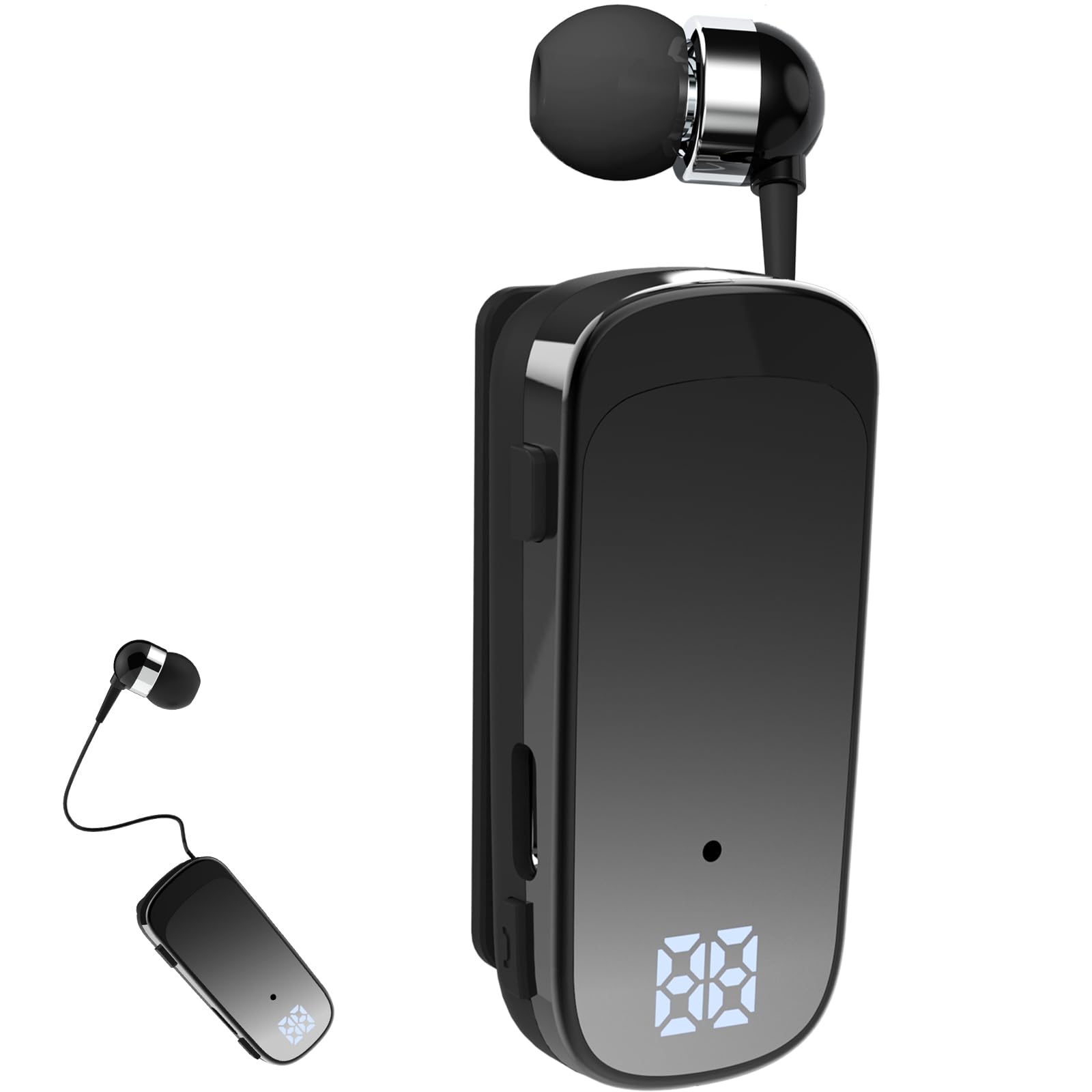 Photo 1 of Retractable Wireless Headset Headphone Stereo Earphone V5.0 Noise Cancelling Mic Clip on Earpiece Comfortable HandsFree Headset 20Hrs Talking Time Sports Business Trucker Driver Earbud