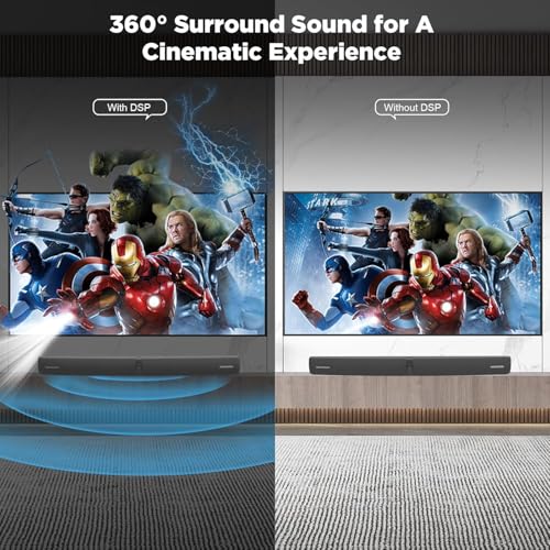 Vecibel Soundbar for TV,90W 2-in-1 Detachable Sound Bar wit Auto Volume Boost, TV Speakers with Bluetooth 5.3/ARC/Optical/AUX Connect, Home Cinema Soundbars for PC/Gaming/Projectors,1 Set