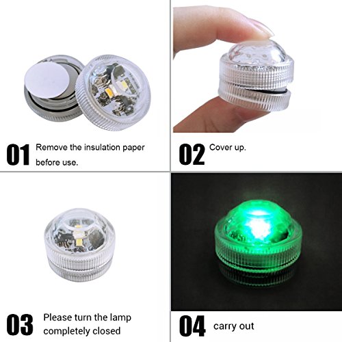 Sxstar 12pcs Submersible LED Lights,Waterproof Underwater Lights,Battery Powered RGB Colour Changing Tea Lights with IR Remote Control for vase, bowls, aquarium and party decoration