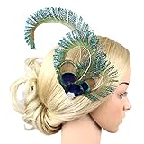 Vimans Women's 2016 Peacock Feather Beaded Hair Clip Fascinator Bridal Mini Hat