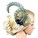 Vimans Women's 2016 Peacock Feather Beaded Hair Clip Fascinator Bridal Mini Hat