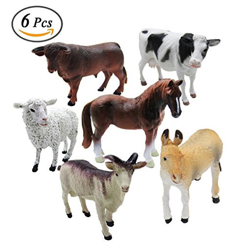 6 Piece Farm Animal Models Toy Set, Realistic Animals Action Figure Model, Educational Learn Cognitive Toys