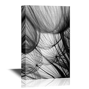 Canvas Wall Art - Dandelion Seed in Black and White - Gallery Wrap Modern Home Art | Ready to Hang - 12x18 inches