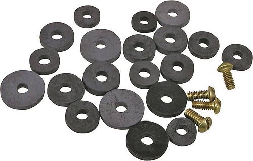 Rubber Flat Faucet Washers, 24 Pc