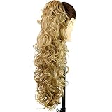 DENIYA 31" Light Blonde Color 22# Long Curly Claw Clip in Ponytail Hair Extension Hair Ponytail Synthetic Hairpiece Wig