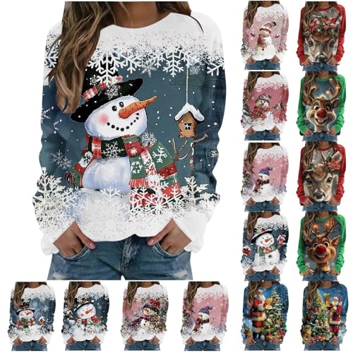 xmas jumpers for women,Christmas Jumpers for Women UK Xmas Autumn Winter Sweatshirts Ladies Tops Sweaters Trendy Fall Blouse Oversized Outfits Elegant Funny Fashion Hoodies Clothing,Purple,L