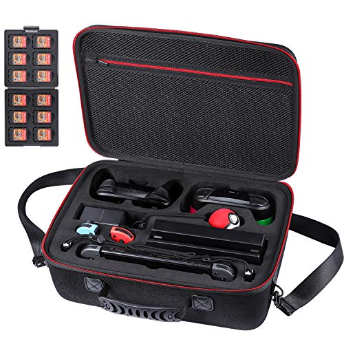 Zadii Hard Carrying Case Compatible with Switch OLED Model and Nintendo Switch, Travel Case fit Poke Ball Plus and Pro Controller