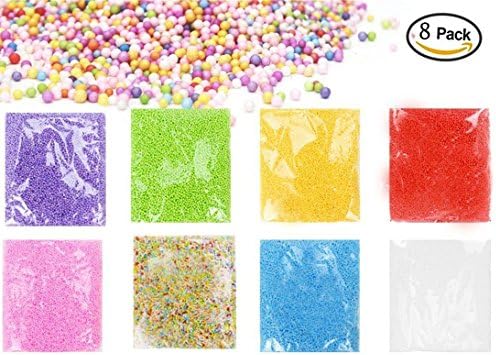AFSTUP 8-Pack Slime Foam Balls, Colorful Styrofoam Balls Beads 0.08-0.32 Inch, Fits for Art and Crafts