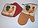Bundle of Kitchen Linens by Home Collection Featuring: Kitchen Towels, Pot Holders, Oven Mitts, Dishcloths (7, Rooster)