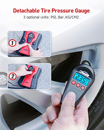 Oasser Air Compressor Tire Inflator 2-in-1 Multi-Functional Air Pump for Cars Motorcycles Bicycles and Other Inflatables with 120W Detachable Digital Pressure Gauge 12V P7