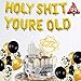 UTOPP Birthday Decoration Gold 16 INCH Holy SHT You're Old Balloons Banner Flash Acrylic Happy Birthday Cake Toppers Black Gold Balloons Funny Birthday Party Supplies for 21st 30th 40th 50th