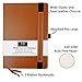 RICCO BELLO Primo Dotted Grid Journal Notebook, Faux Leather, Pen Holder, Numbered Pages, Index, Thick Paper, Ribbon Bookmarks, Expandable Storage Pocket 5.7 x 8.4 Inches (Brown)