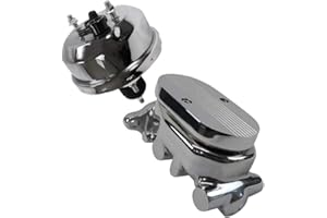 DEMOTOR PERFORMANCE 7" Street Rod Single Diaphragm Power Brake Booster w/Center Finned Master Cylinder Chrome