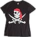 Ann Arbor T-shirt Co. Jolly Roger Pirate Flag | Skull & Crossbones Caribbean Cruise Costume Ladies' Tee-M