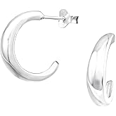 925 Sterling Silver Polished 4mm Thick Domed Half Hoop Stud Earrings, Sold as a Pair