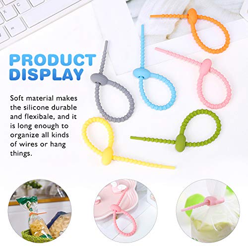 Silicone Ties, Reusable Rubber Ties 30 Pack Multi Use Twist Ties for Kitchen Food Grade Bread Tie Colorful Cable Ties - Thumbnail 4