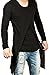 MASKAZU Men's Long Sleeves Black Asymmetrical Slit Shirt