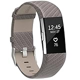 Henoda Replacement Bands Compatible with Fitbit Charge 2, Classic Genuine Leather Charge 2 Band Fitness Wristband for Women Men Small Large Weave Taupe