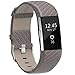 Henoda Replacement Bands Compatible with Fitbit Charge 2, Classic Genuine Leather Charge 2 Band Fitness Wristband for Women Men Small Large Weave Taupe