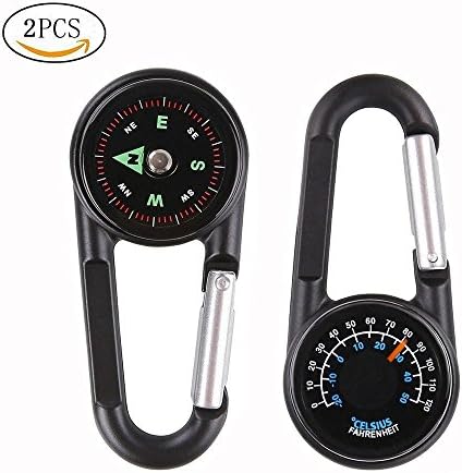 Thickyuan-Carabiner Clip Snap Hook Keychain with Clip Compass &amp; Thermometer for Camping/Climbing/Hiking/Hunting Outdoor guide