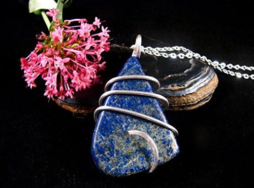 Afghanistan Blue Lapis Lazuli Quartz Crystal Pendant in Sterling Silver #56